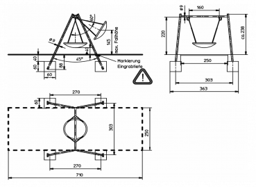 Preview: Schaukelgestell verzinkt für Nestschaukeln ohne Nest